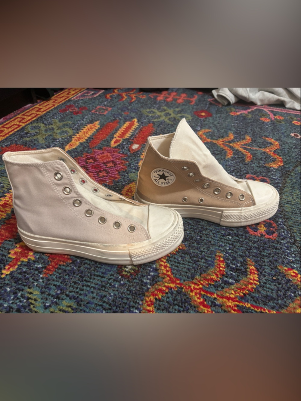 Converse platform High-Top Sneakers in Light Pink, cream, white